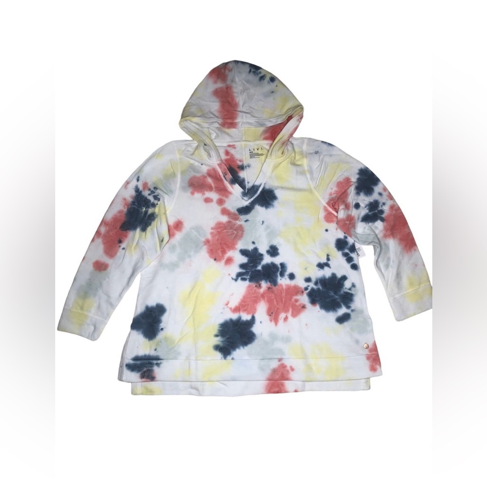 NWT Livi Lane Bryant Size 18/20 Hoodie Sweatshirt Tie Dye Pink Yellow Blue White